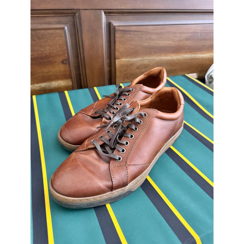 Johnston & Murphy Fenton Shoes Men's 9.5 Brown Leather Comfort Casual Sneakers